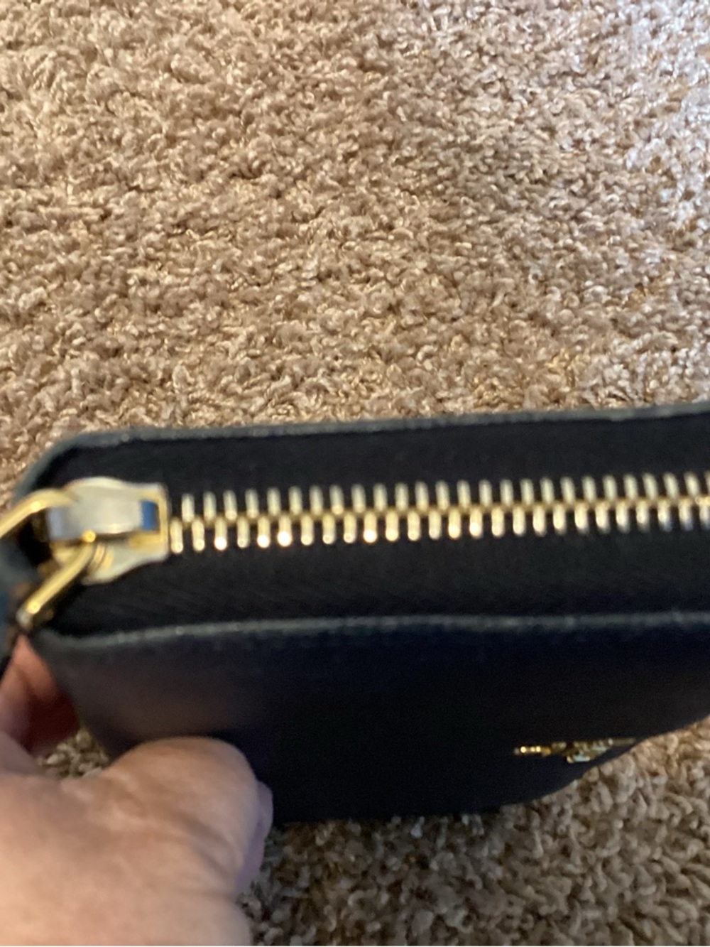 Prada Deep Navy Saffiano Zip Wallet with Gold Logo - Picture 3 of 8